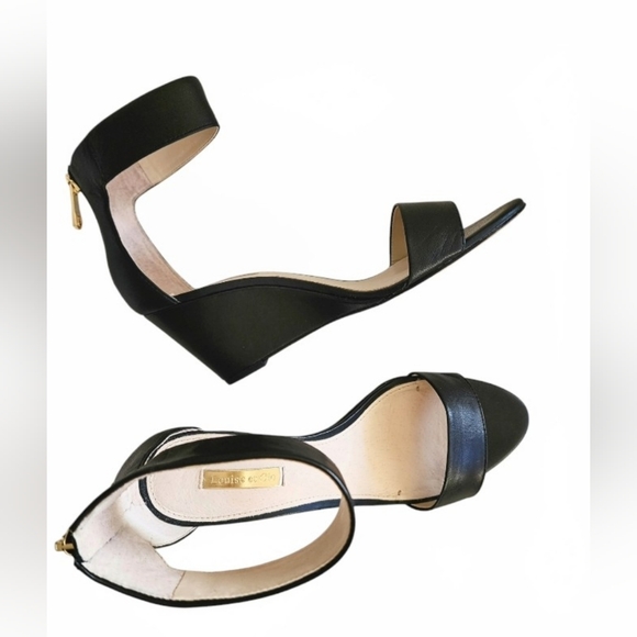 Louis et Cie ankle cuff wedge heels sandals ***  8M or 38.5 Black - Picture 4 of 5